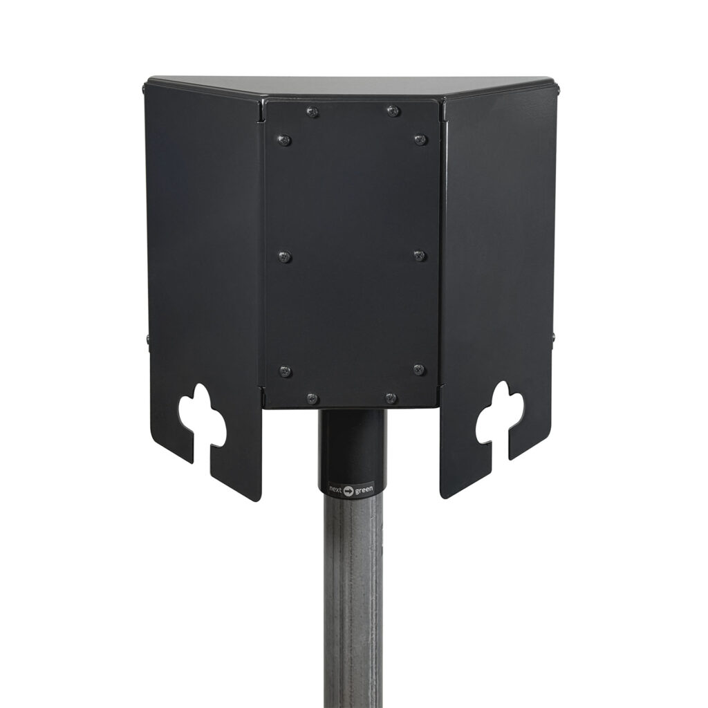 Polebox 360 Multi för dubbelmontage av laddboxar på 60 mm stolprör, Piedestal Dynamic eller vägg