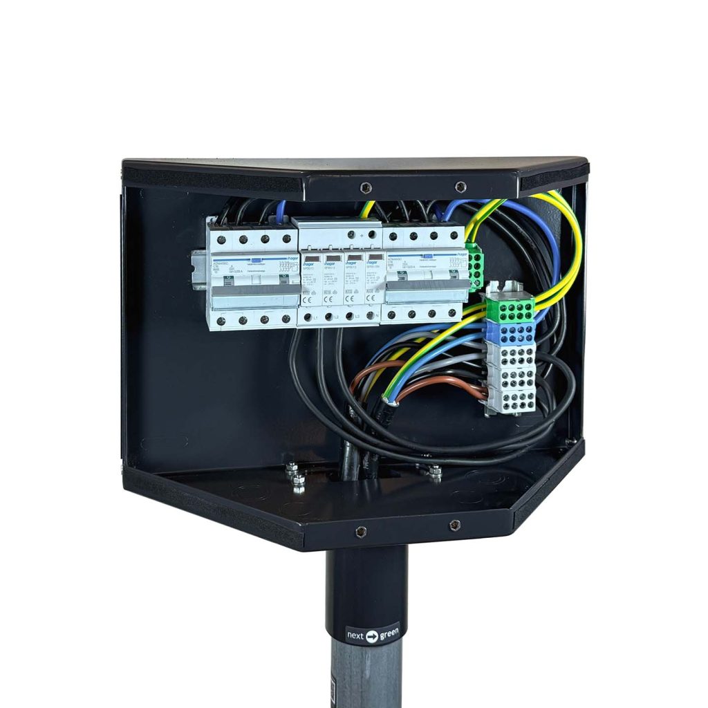 Polebox 360 Multi för dubbelmontage av laddboxar på 60 mm stolprör, Piedestal Dynamic eller vägg