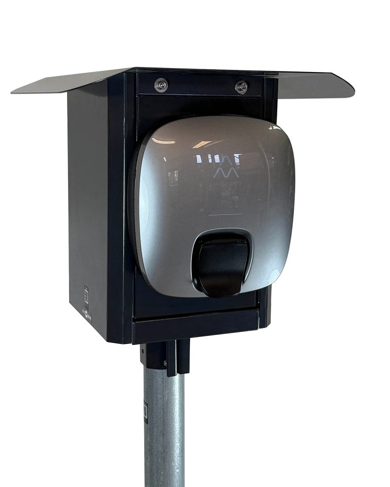 Polebox Compact laddboxhållare med Charge Amps Luna