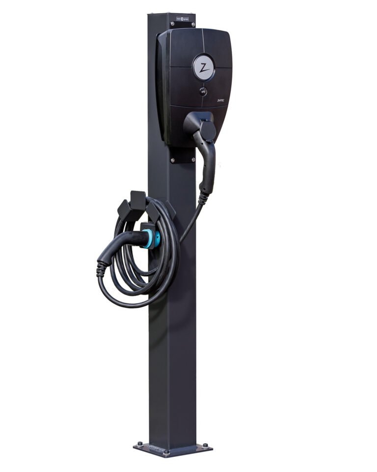 Produktbild Next Green Piedestal Next Pole med Laddbox Zaptec Pro och kabelhållare Daytona T2