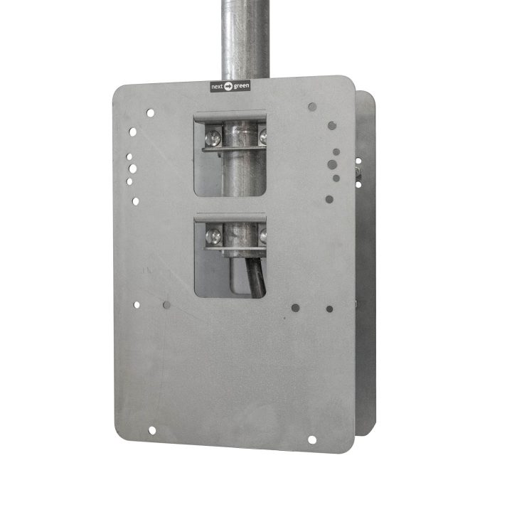 Poleplate 300 Tak Dubbel laddboxhållare för 60mm stolprör monterad i tak